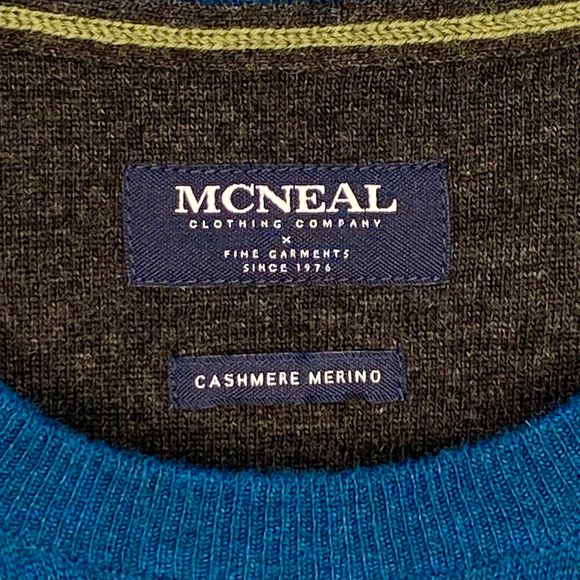Mc Neal Mens Crewneck Sweater XL Mavericks Blue Merino Wool Cashmere Blend - Picture 9 of 14